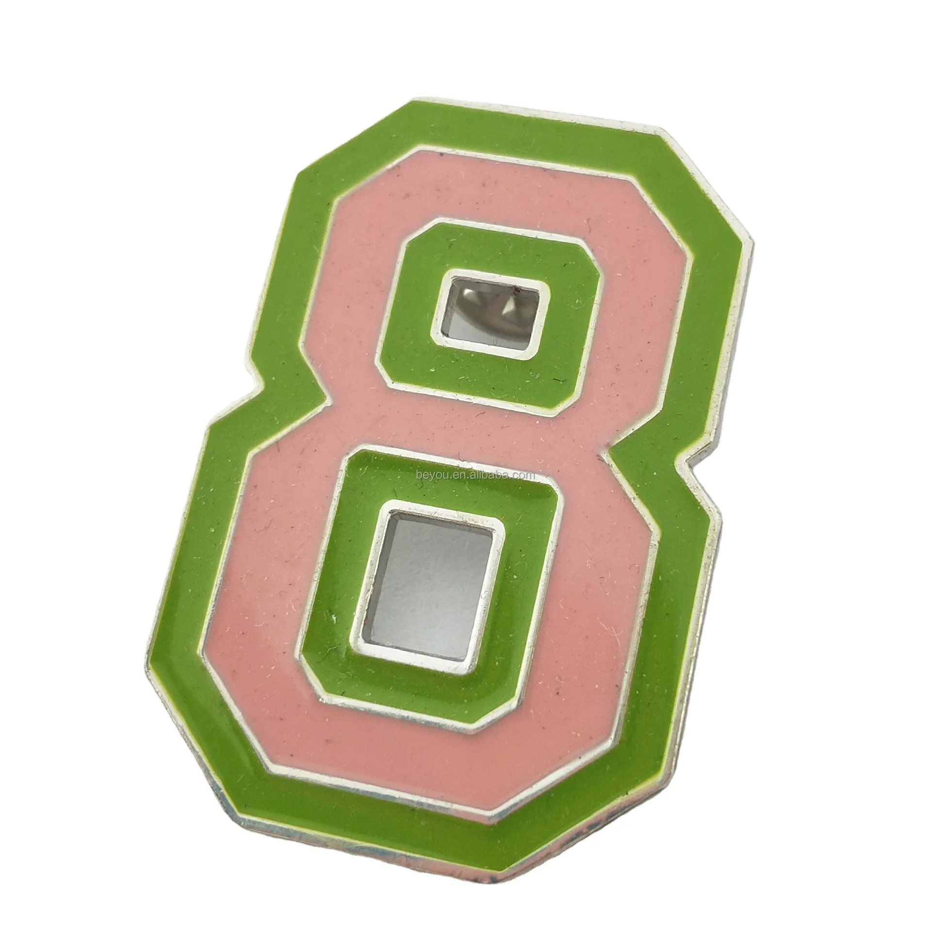 Pink Green Greek Sorority Line Numbers Brooch Pin Digital 0-9 Number Badge Lapel Pins for Wedding Party Gift for Girls