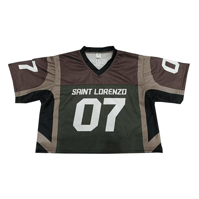 Premium Quality Streetwear Mesh Sublimated American Football Wear Boxy Fit Mesh American Football Jerseys T Shirt Sportswear