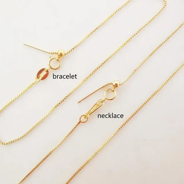 Adjustable Finished Cable Chain for Necklace With Spring Clasp 18K Gold Plated Brass Box Chain Finding Necklace Jewelry