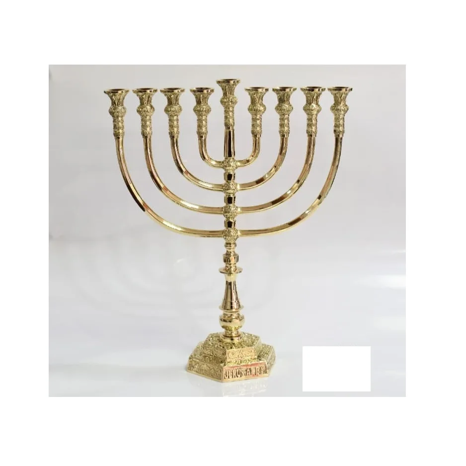 Best Selling Jewish Menorah Candle Holders Religions Candelabra Hanukkah Menorah Candlesticks 7 Branch Exporter From India