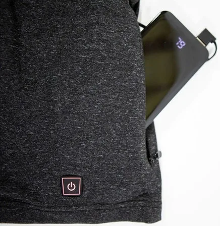 Machine Wash Men Women 5V Battery Powered Heated Shirt with 3 Heating Zones