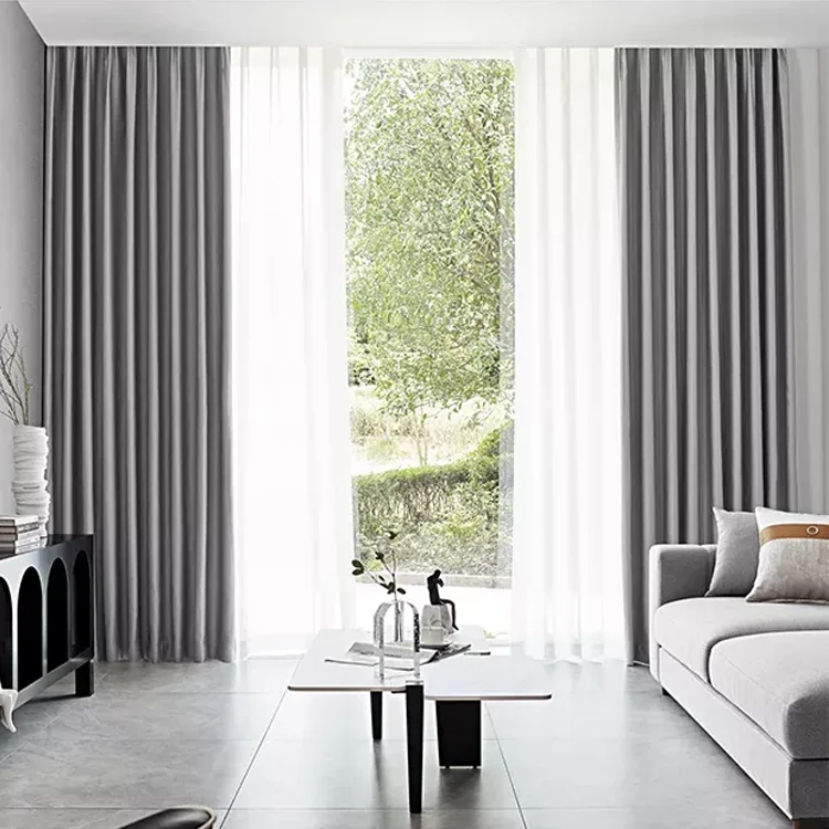 Factory Customization High Quality Modern Window rideau en soie  genuine silk black out curtains