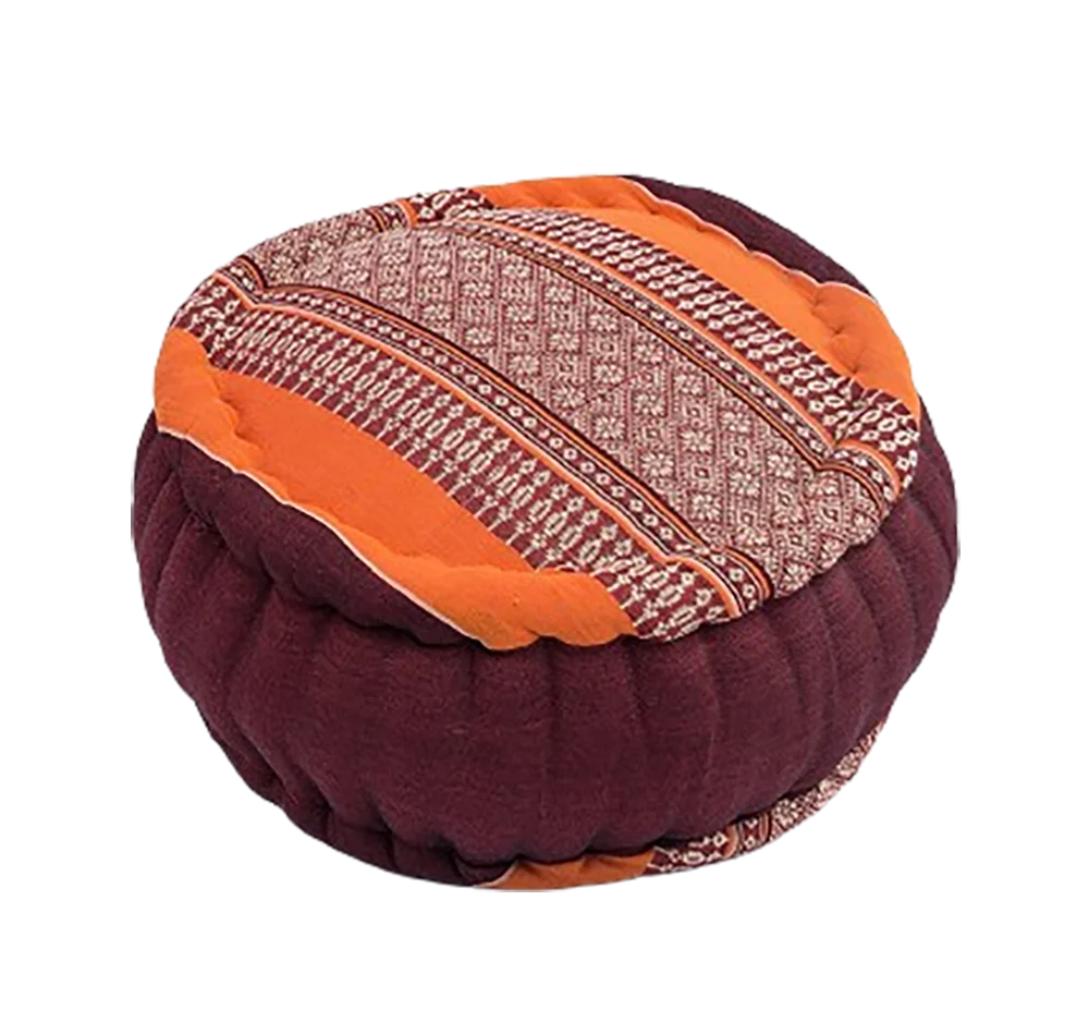 100% Kapok Knitted Cushion round Natural Meditation Pillow for Yoga Functional Positioner Multi Tones in Brown Orange