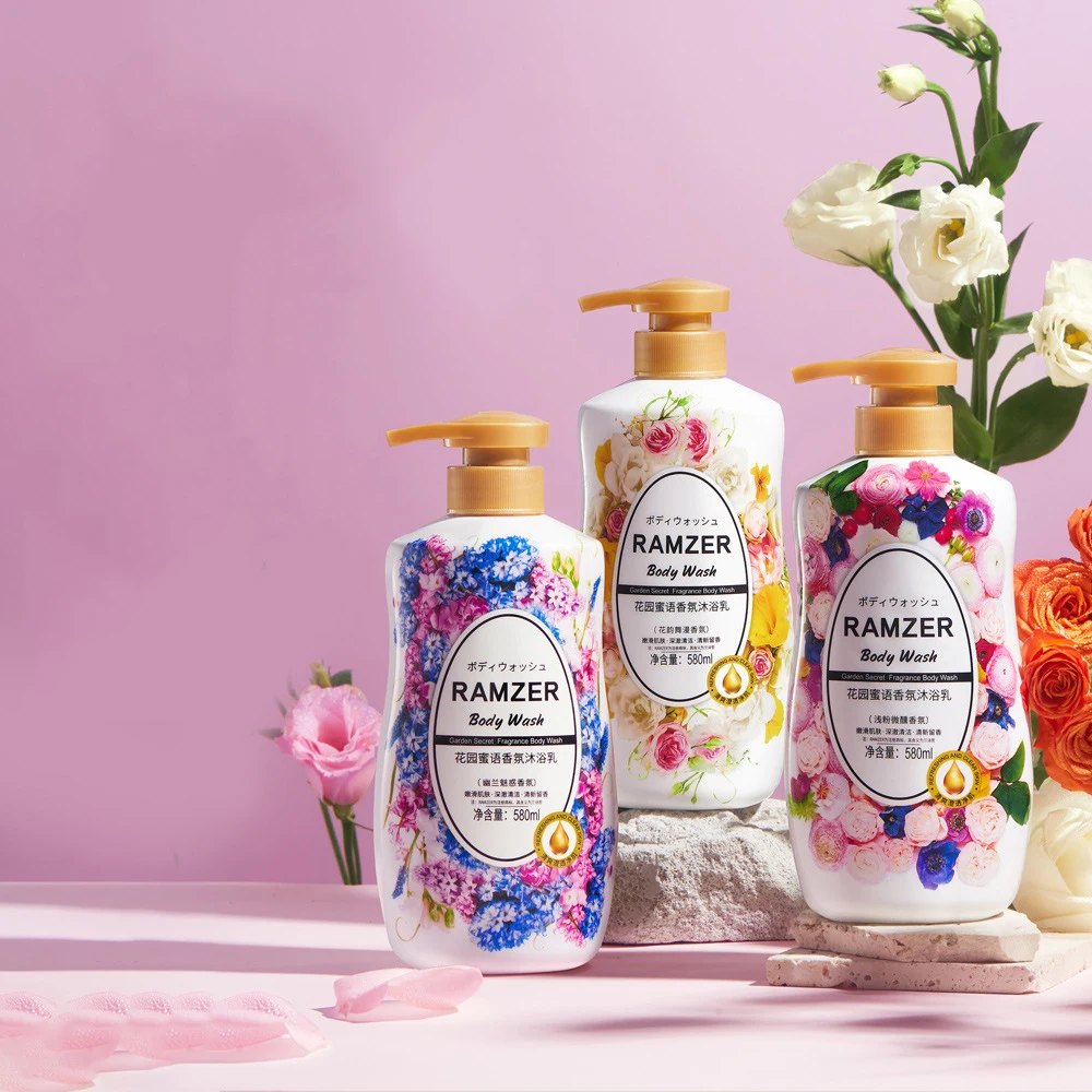 RAMZER OEM private label nourishing flower fragrance body wash cleansing body wash bath shower gel