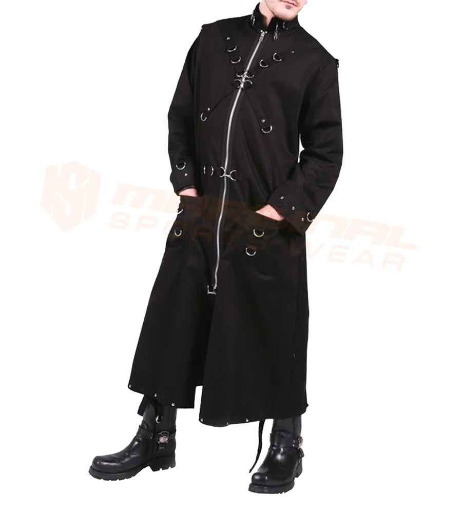 Cotton Punk Long Trench Coat Victorian Style Chains Buckle Fetish Coat Costumes Customized Gothic Coats Men
