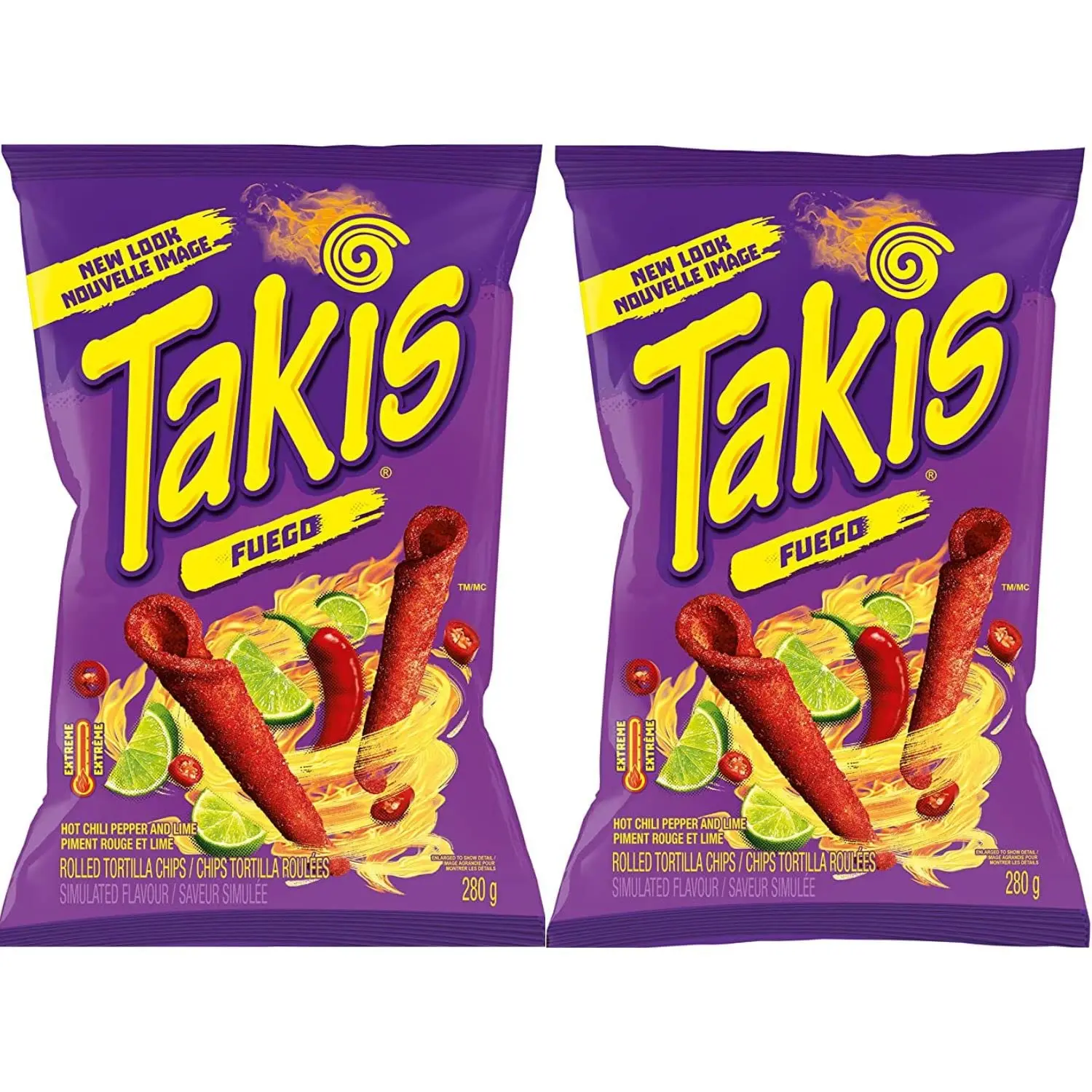 Takis Hot Chili Pepper and Lime Tortilla Chips Individual Packaged Snack USA