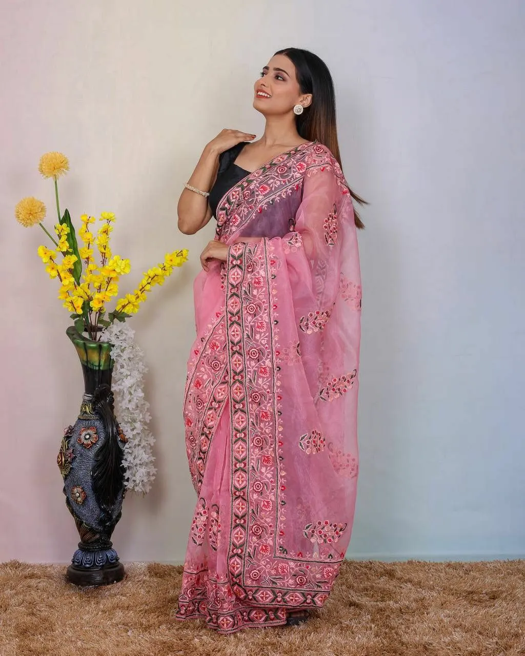 New launch soft Organza silk with Multi-thread and embroidery Find Saree Manufacturers in Indian Saree