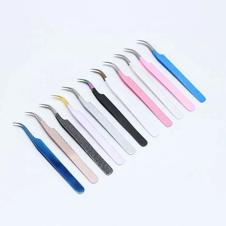 Colorful Tweezers High Quality Isolation Eyelash Extension Tweezers Japan Stainless Steel Anti Static Russian Volume Tweezers