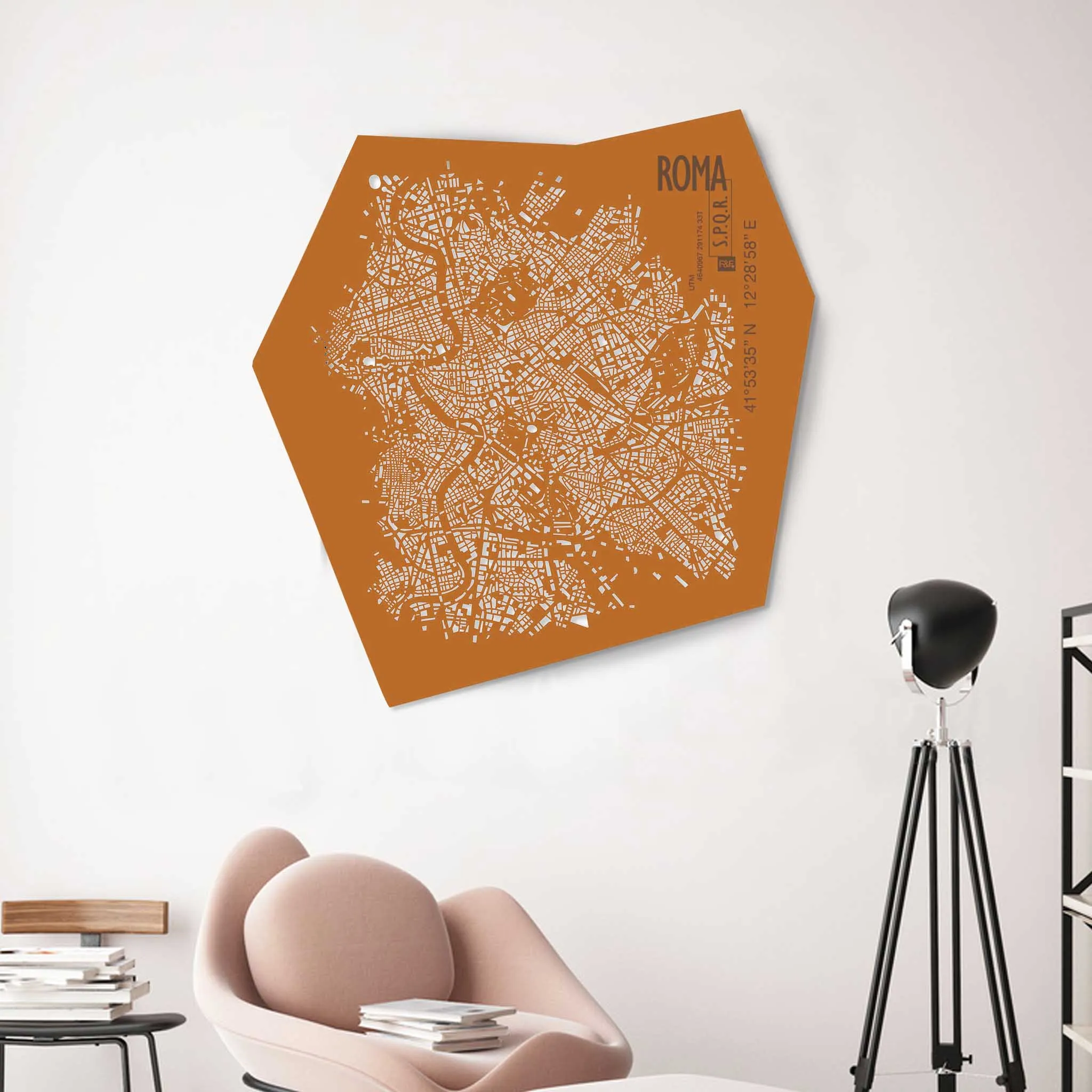 Top quality Italian art designed wall maps made in urban leather Rome for apartment, hotel