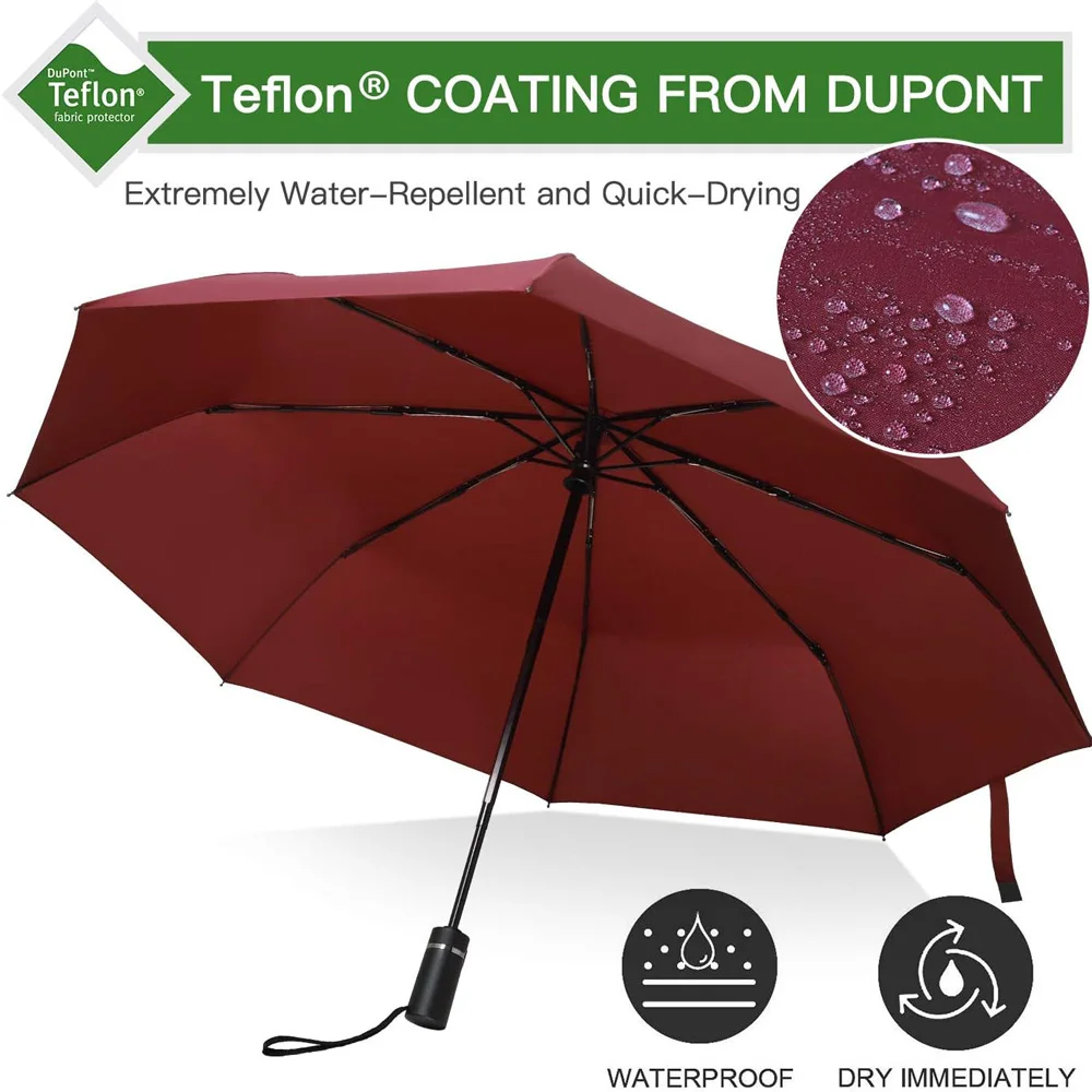 Fashion Designer Water-Repellent custom logo umbrella automatic windproof 3 folding umbrella
