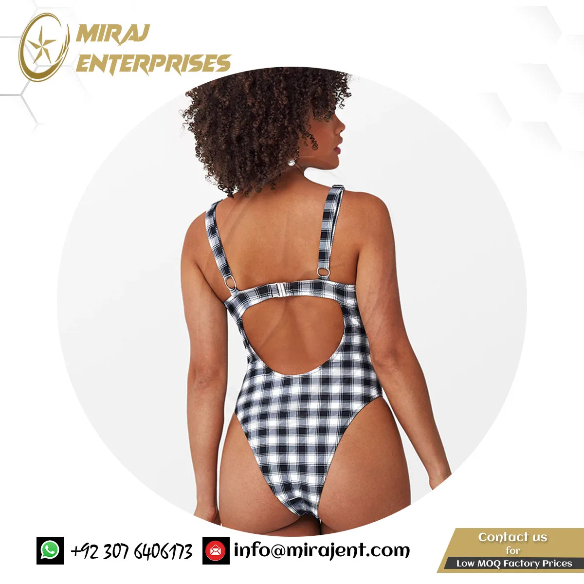 Sexy Beachwear Monokini Beach Bathing Suits Swimwear Bowknot Brown Houndstooth  Swimsuit For Women