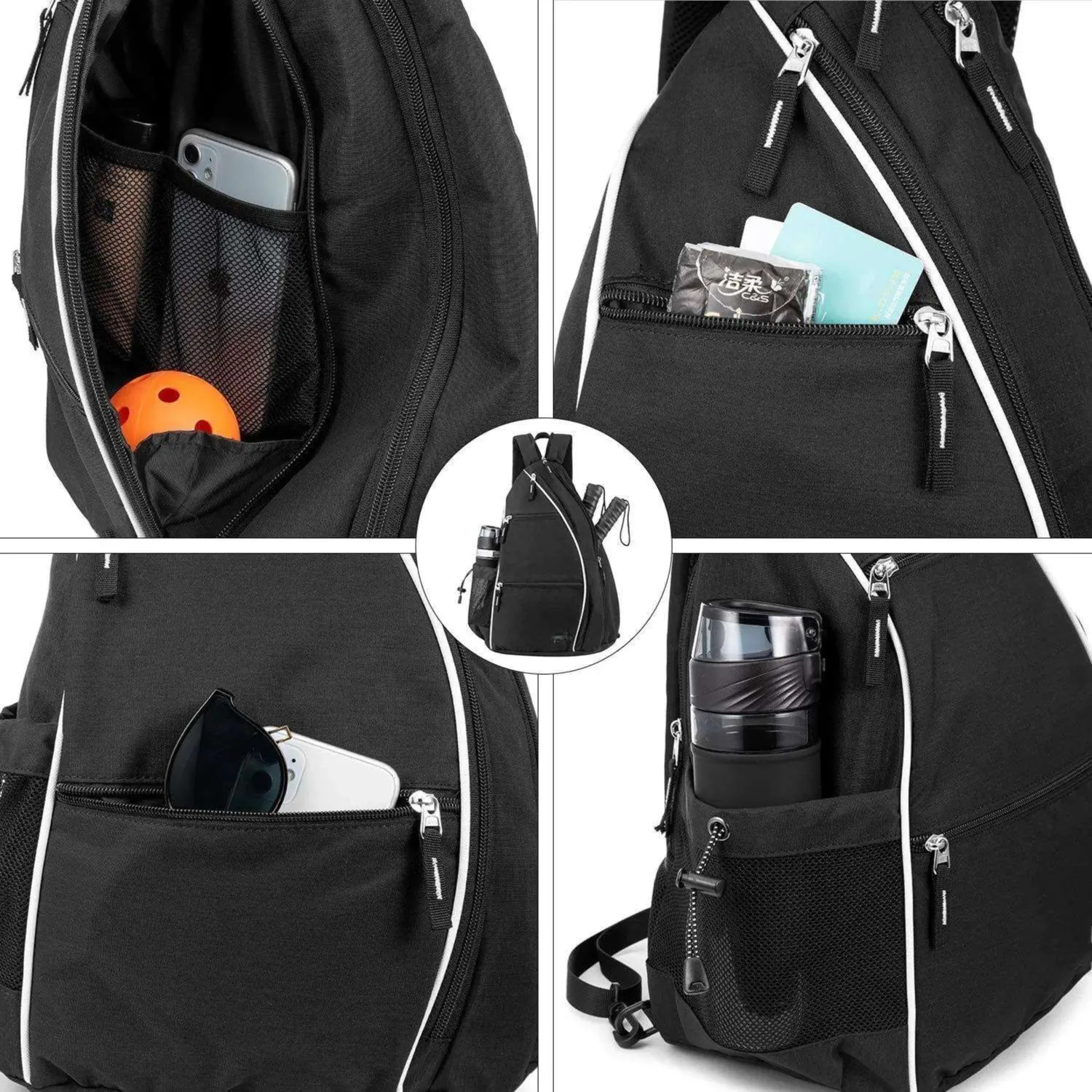 Sports Backpack with Padded Shoulder Strap for Carrying Padel Racquet Tennis Racquet Pickleball Paddles Badminton Racquet