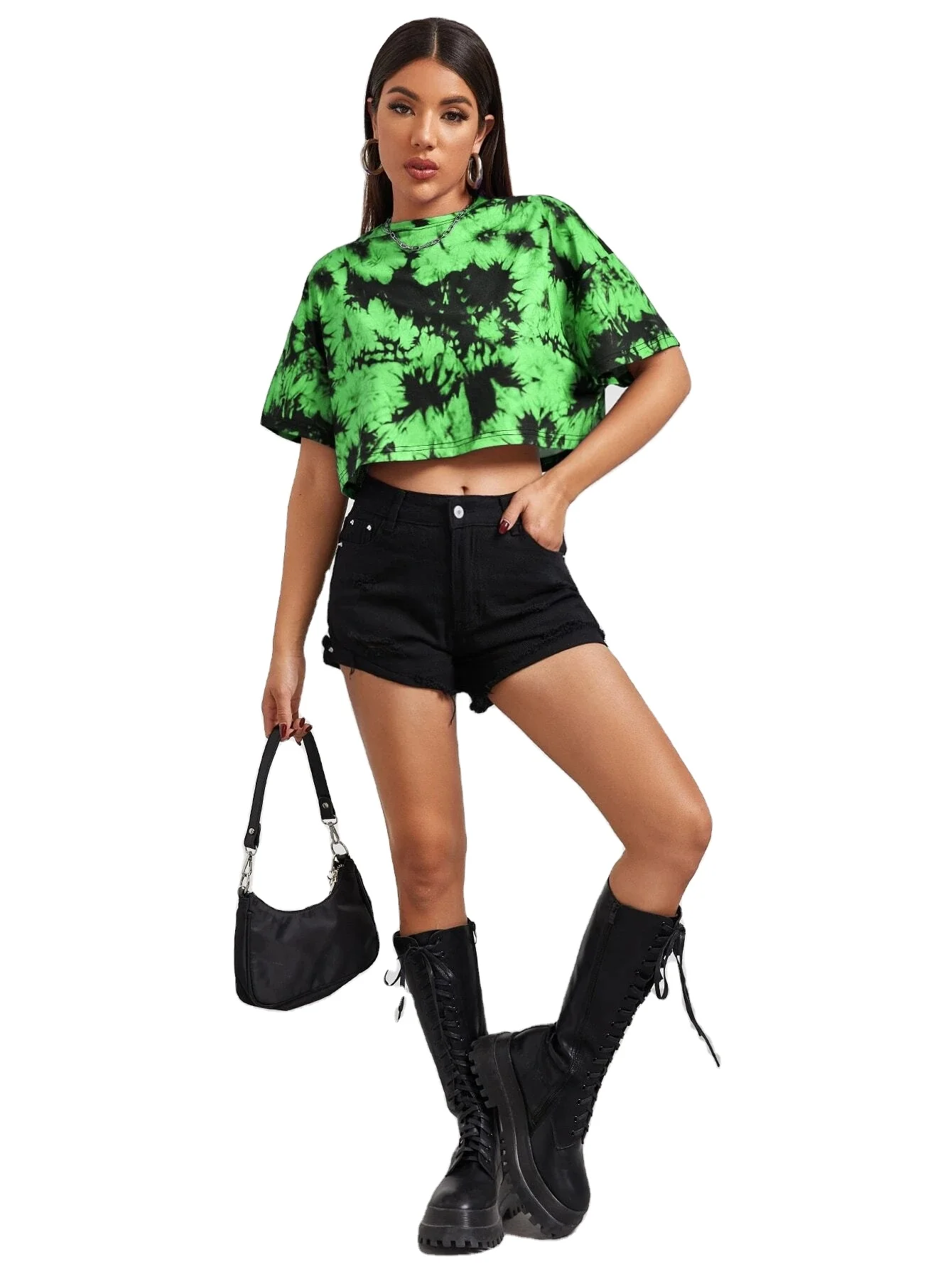 Top Quality Many Colors Women Summer Tie Dye Crop Tee Short Sleeve T Shirt Woman Tee Shirt With Your Logo