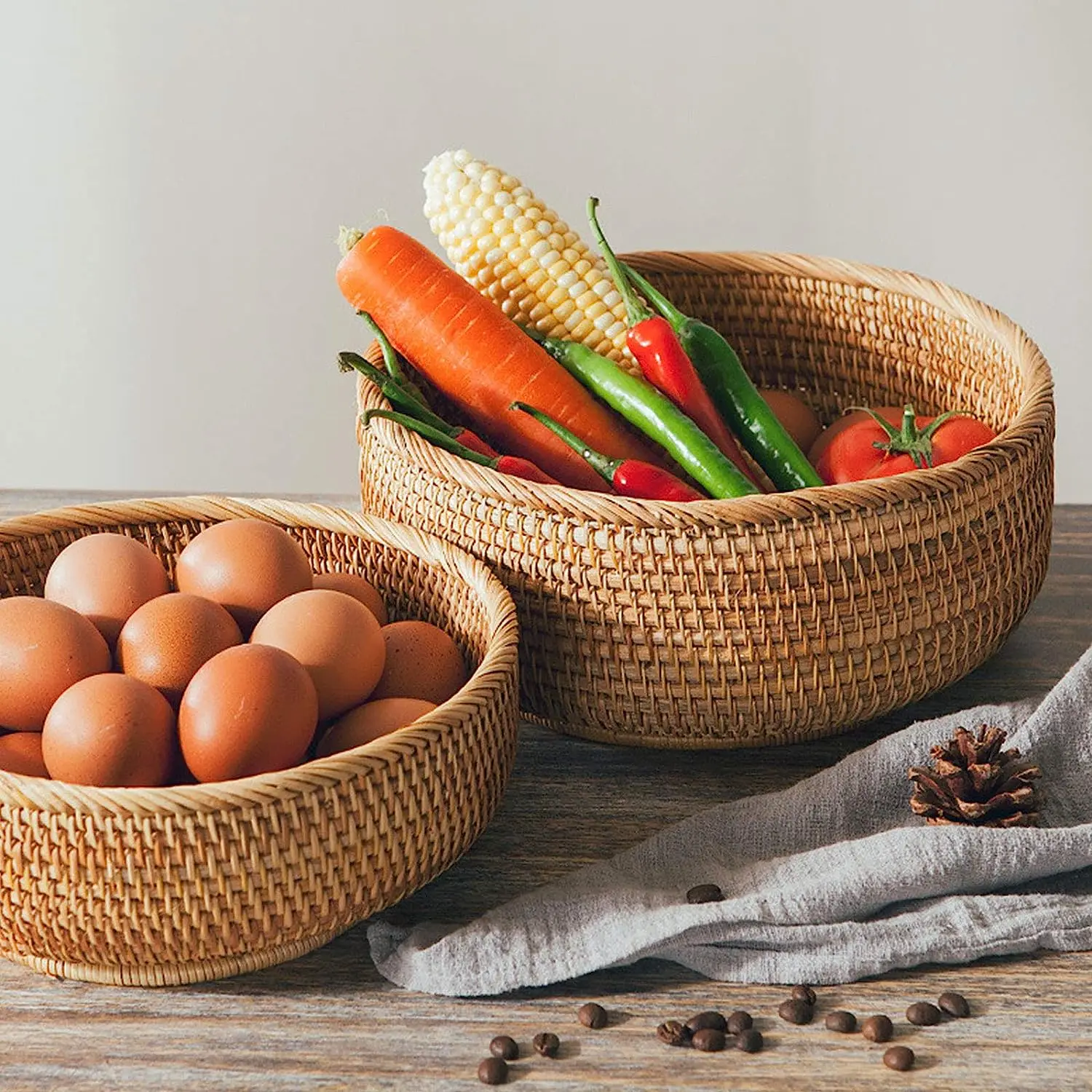 Корзина для фруктов из натурального ротанга разных размеров оптовая продажа сделано во