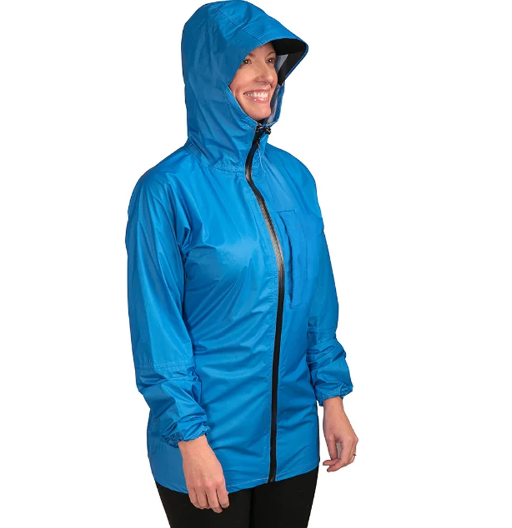 Women Waterproof Lightweight Rain Jacket Nylon Windproof Outdoor Hooded Rain Jacket Plus Size Zipper Raincoat