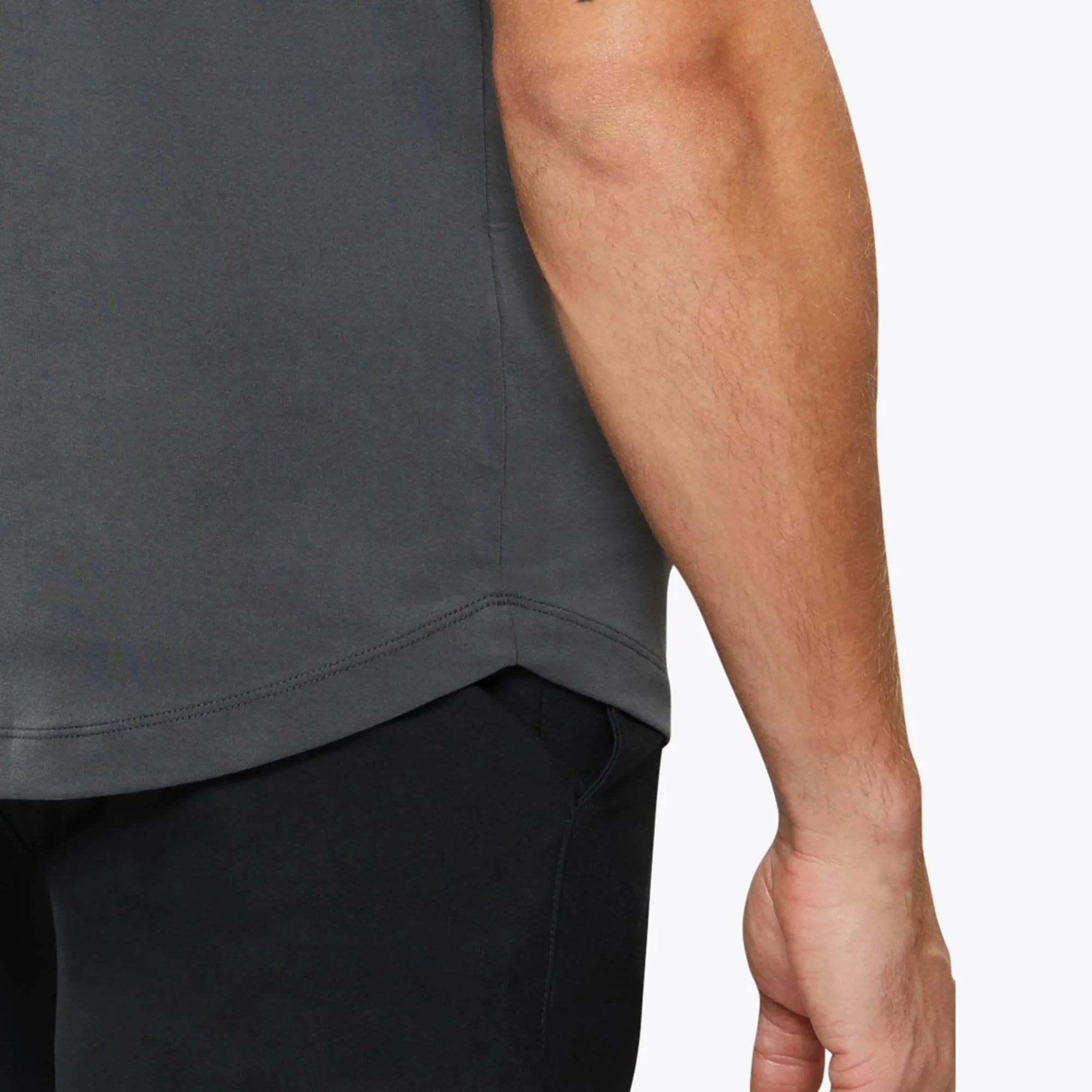 Buttery Soft Henley Shirt 62% Polyester, 33% Cotton, 5% Spandex, Signature Fit, Curve-Hem, Graphite