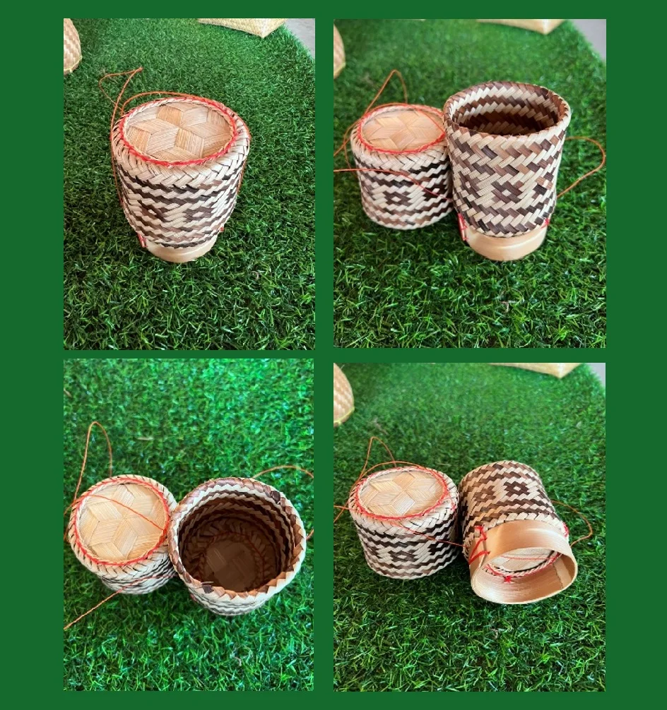 Kратип-маленькая липкая корзина из бамбука для риса (маленький размер: 9 см x 11 см) ручной работы отпаривания