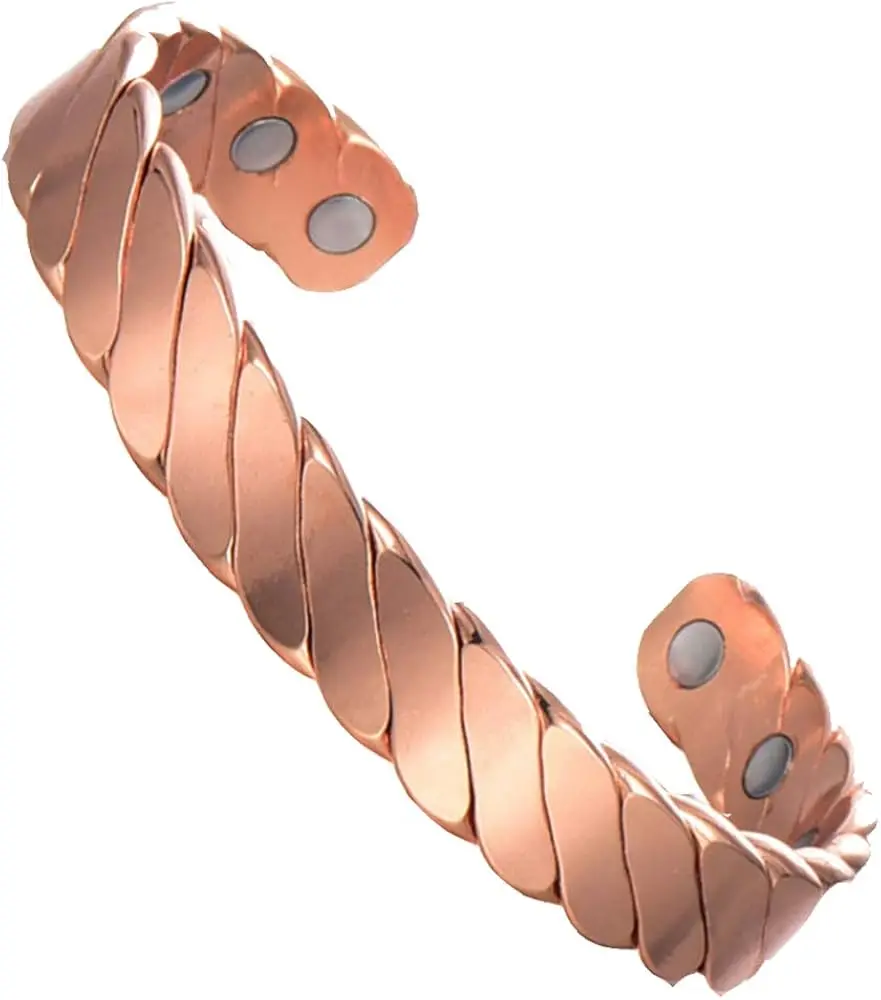 Unisex Vintage Trendy Magnetic Copper Bracelet Brass Magnetic Cuff Bangle Men Women Geometric Shape Engagement Anniversary ODM
