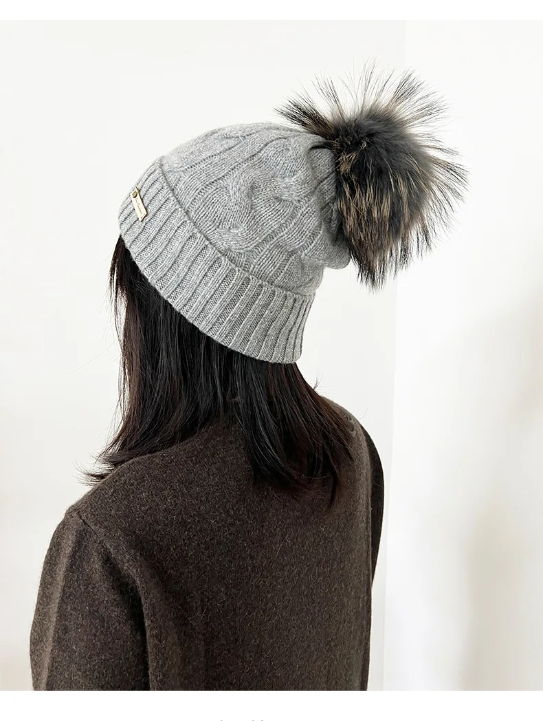 2023 Inner Mongolia Women 100% Cashmere Custom Winter Cashmere Beanie Hat Knitted Custom