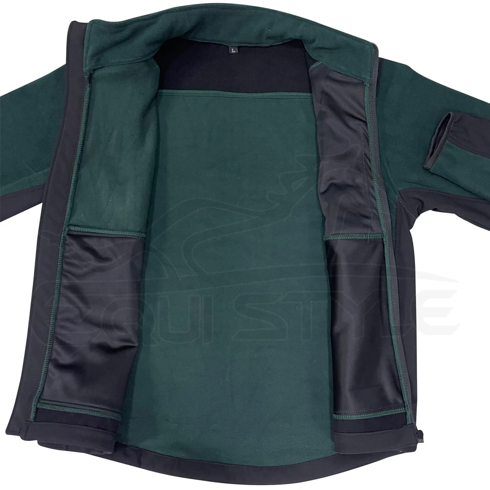 Olive Green Fleece Tracksuit Jacket Full Sleeves Zipper Front Pockets Hiking Skiing Camping Travelling Warm Winter Fleece Jacket