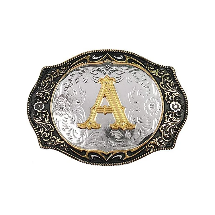 Personalized Letter Buckle Western Cowboy Stainless Steel Belt Buckle Metal Brass Custom Logo Belts Buckles