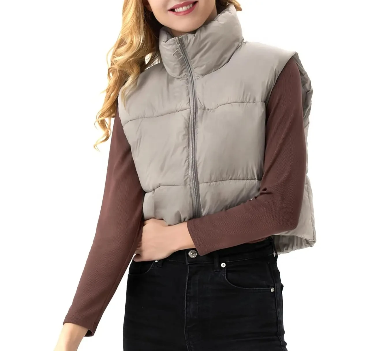 Breathable Cotton Women Vest Winter Warm outdoor wear fashion vest for women jackets stand collar warm puffer sleeveless jacket