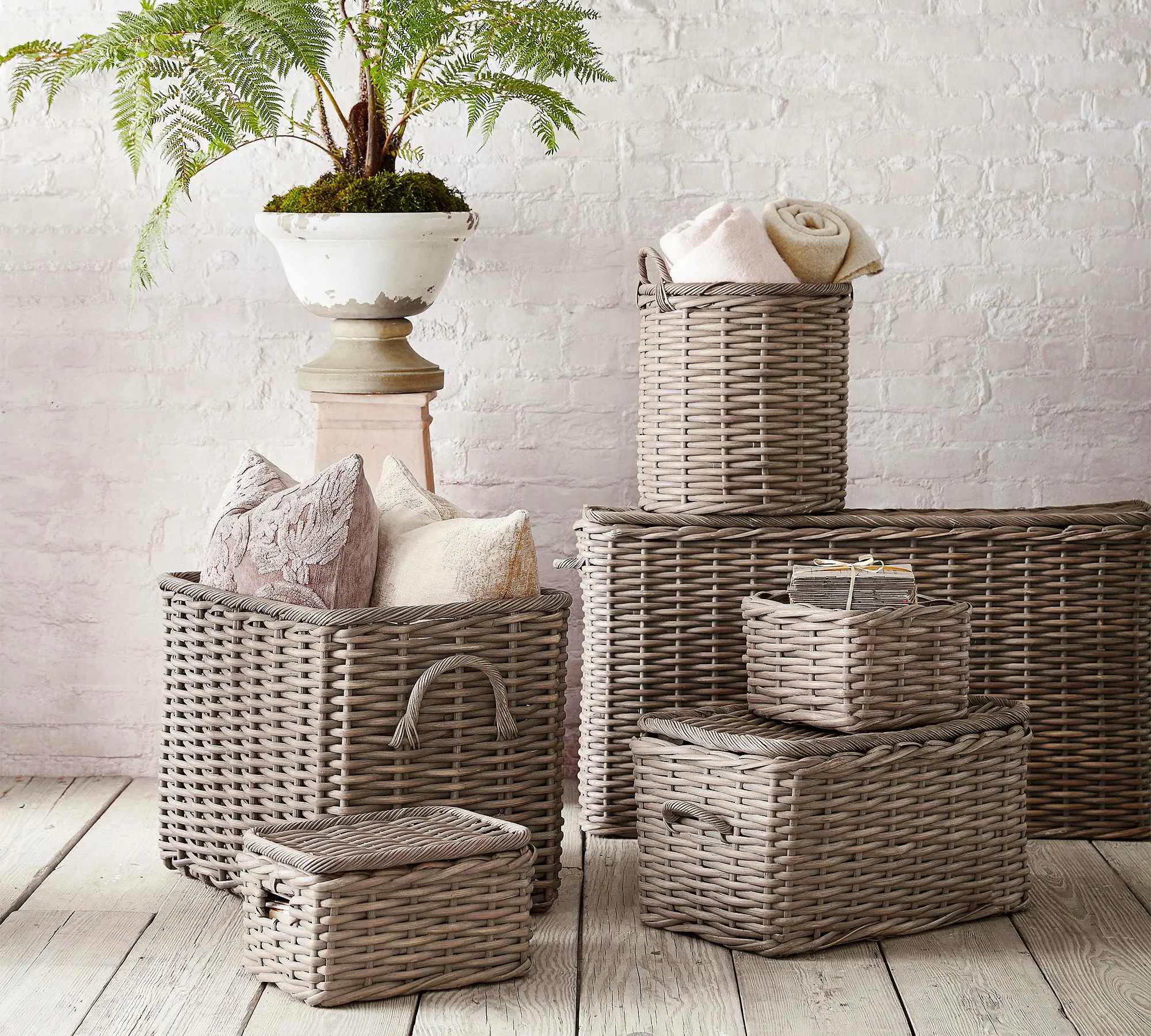 Handwoven rattan storage natural basket from Vietnam