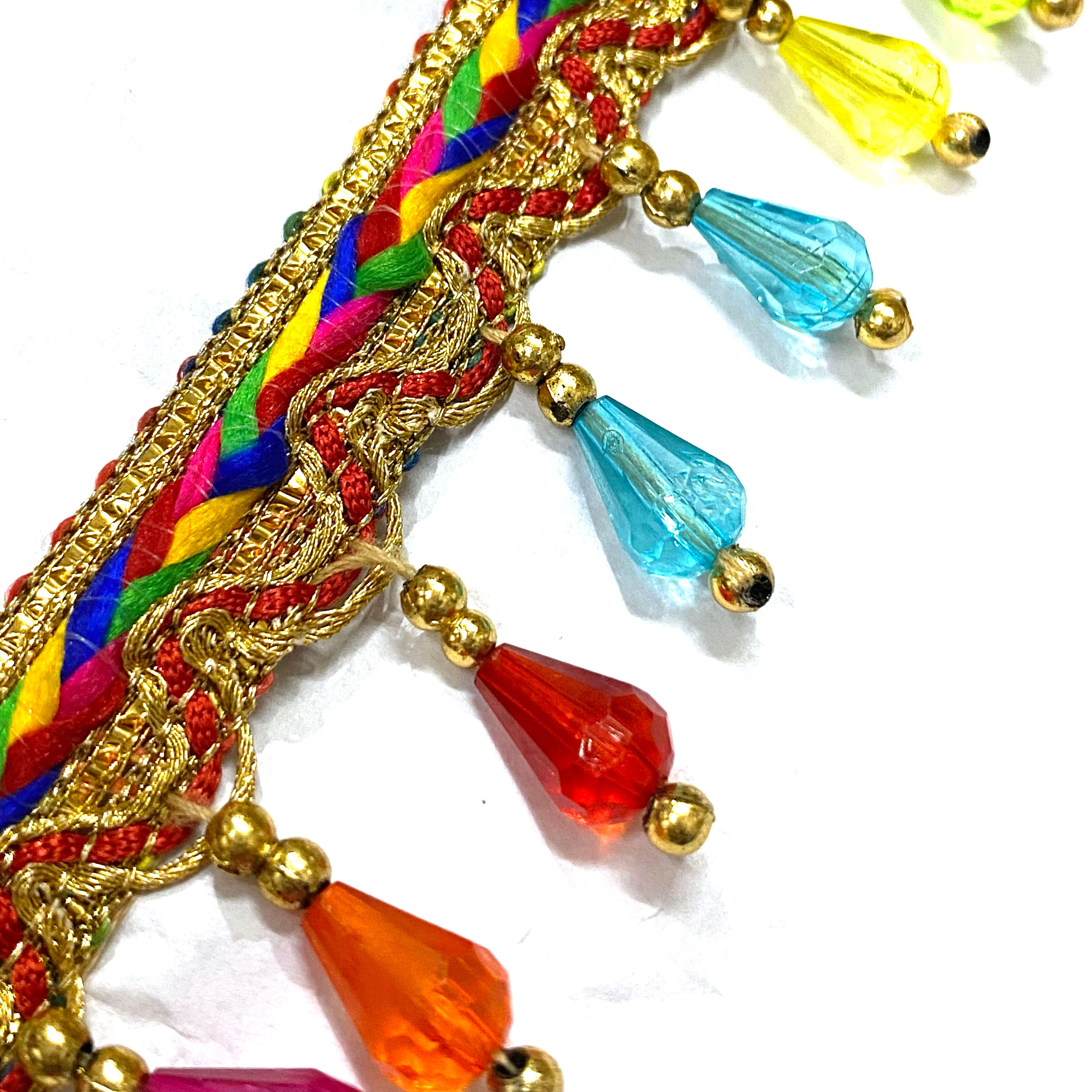 Hand Made Multi Color Beads Lace Trim Fringes