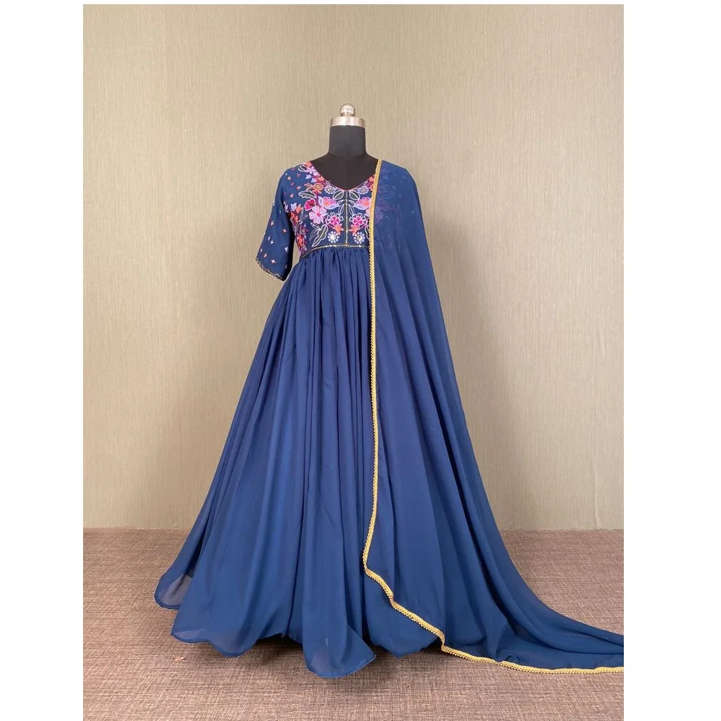 Новое поступление Высококачественная Женская одежда с вышивкой в стиле Anarkali костюм сальвар камиз вечерняя индийская Свадебная женская