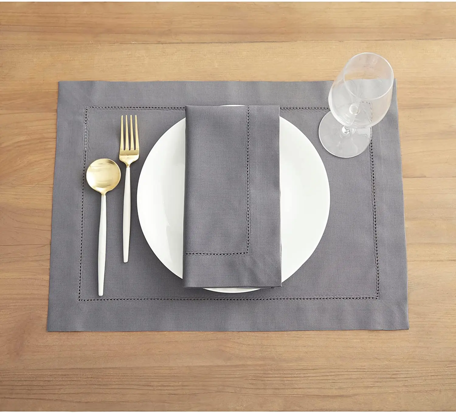 Cotton Linen Placemats Hemstitch Placemats 14 x 19 Inch Natural Fabric Tablemats for spring, Summer Kitchen Dining Handcrafted