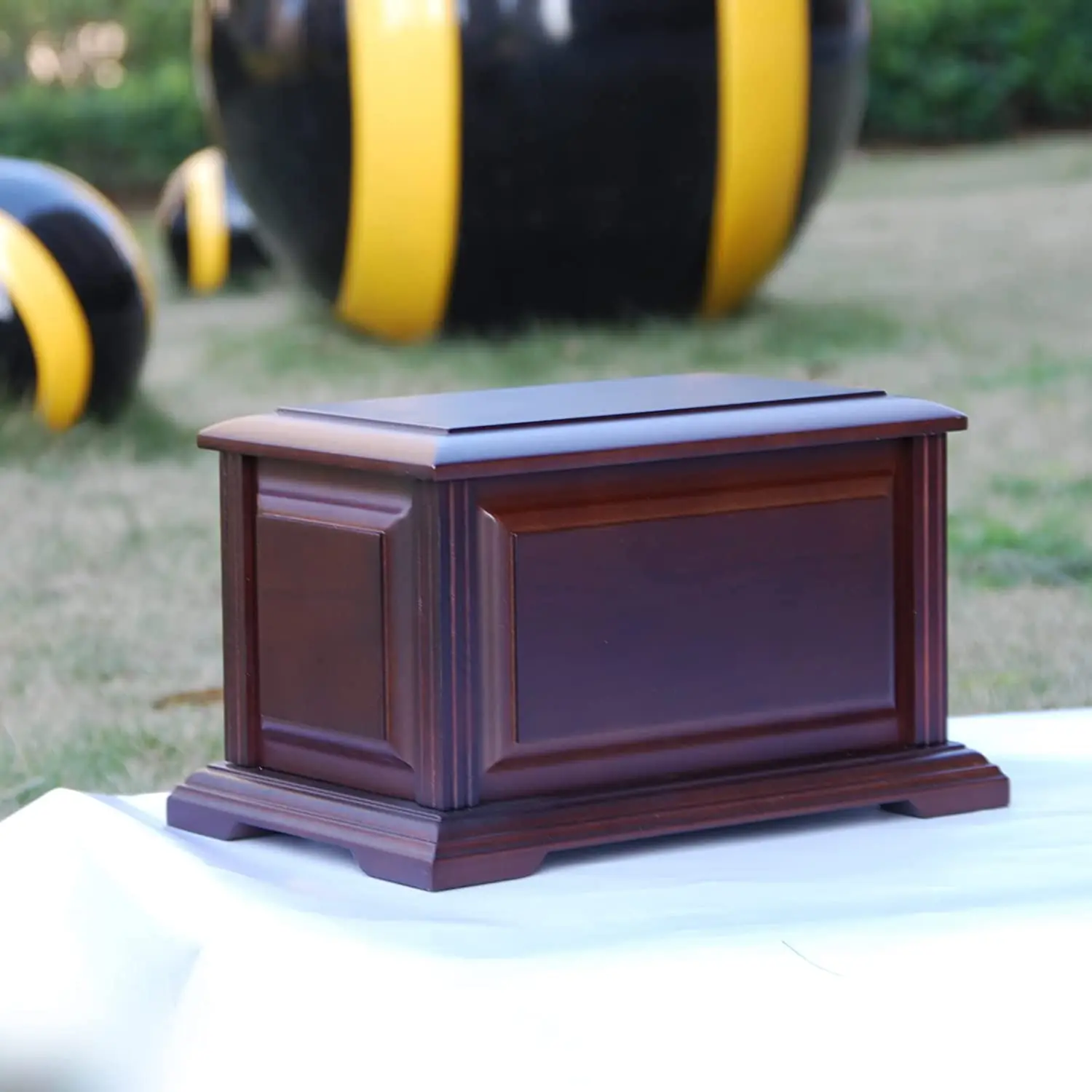 Handcrafted Large Wooden Funeral Cremation Urn Box for Human Ashes,Burial Urns for Adult up to 225lbs