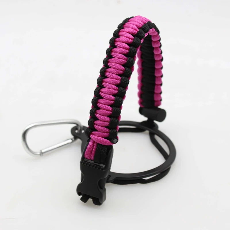 Custom Outdoor Paracord Handle With Shoulder Strap Survival Durable Water Bottle Carrier Holder Paracord Bracelet with Carabiner