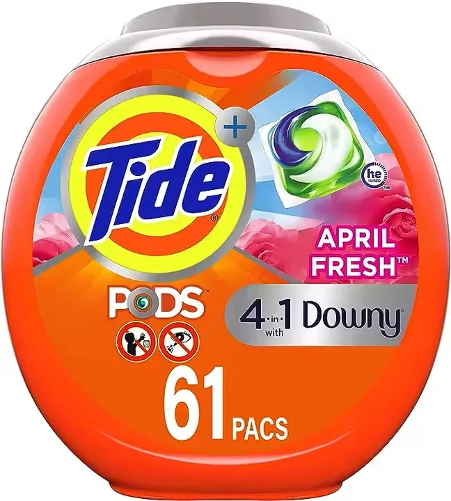 Tide PODS Plus Downy 4 in 1 HE Turbo Laundry Detergent Soap Pods, April Fresh Scent, 61 Count Tub