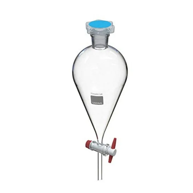 Premium Quality Laboratory Glass Globe Shape Separating Funnels with Stopcock and I/C Stopper for Research Lab