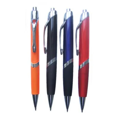 Cheap Price Promotional logo printed plastic Click Ballpoint Pen Wholesale Rubber Grip Pen