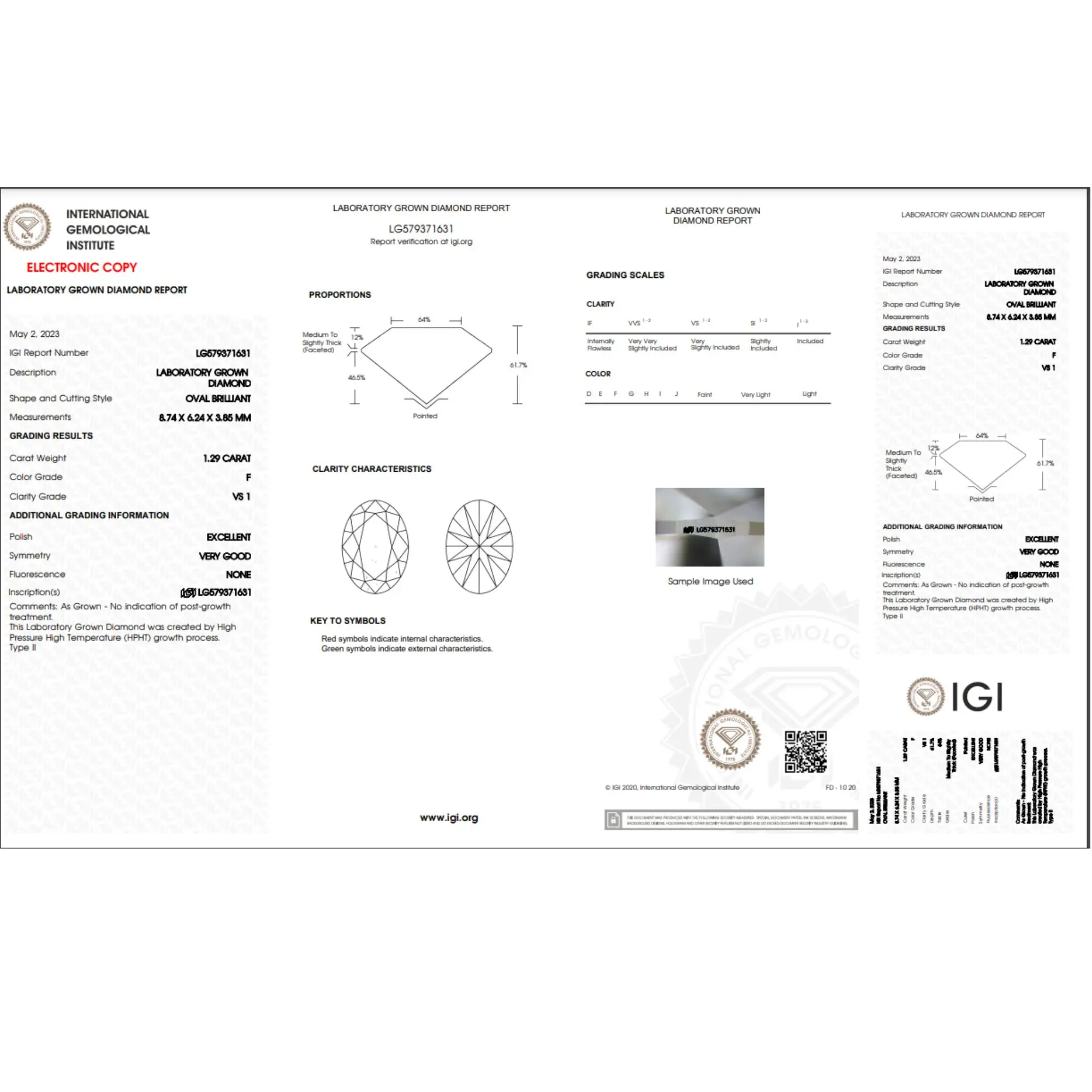 F Color VS1 Clarity Size 1.29 Ct Polished Labgrown Diamond Oval Shape HPHT-CVD Diamond Jewelry Loose Diamonds