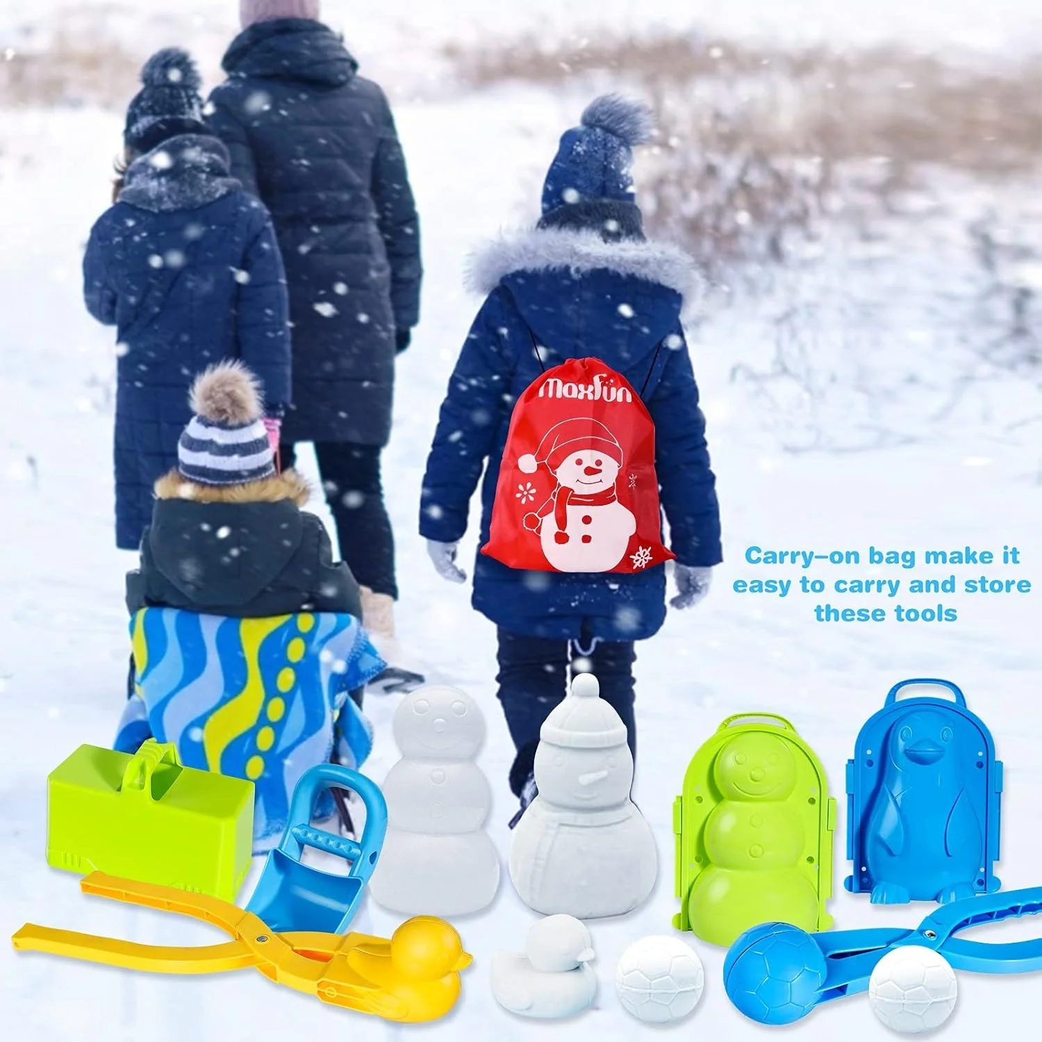 12PCS Snowball Maker Tool Winter Snow Toys Kit with Handle for Snow Ball Shapes Maker Fights Game for Kids Outdoor