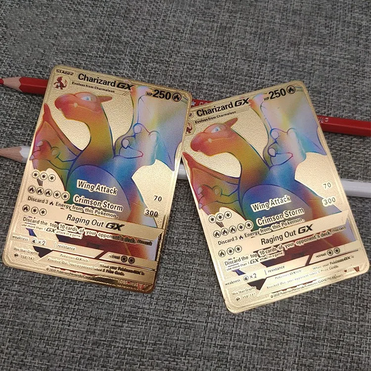 2023 Hot sale Poke mone metal cards Pocket Monster cards anime characters series poke-mon Playing Cards for kid gift