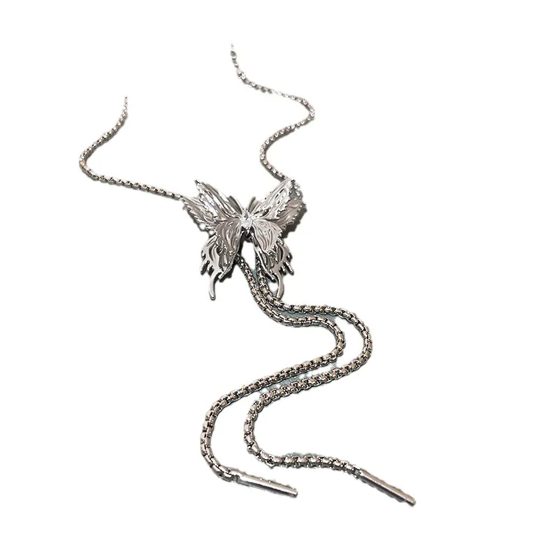 Adjustable bow necklace fringe clavicle chain Cool girl style choker Neck accessory Wholesale long size necklaces