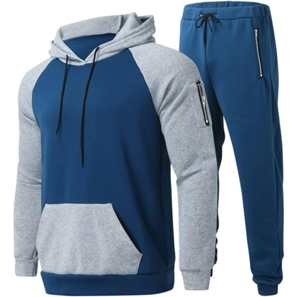 Multicolor High Quality 100% Cotton Heavy GSM Breathable Comfortable Winter Season 2 Pieces Custom Logo Men Tracksuit