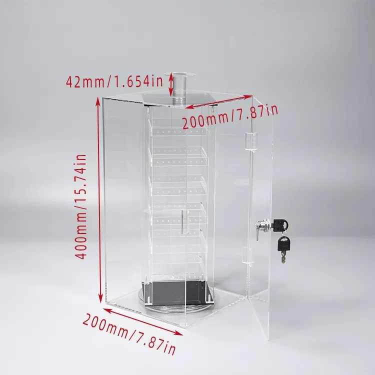 Lucite Acrylic Display Stand Rack With Lock Factory Custom Rotate Exhibition Counter Display Cabinet