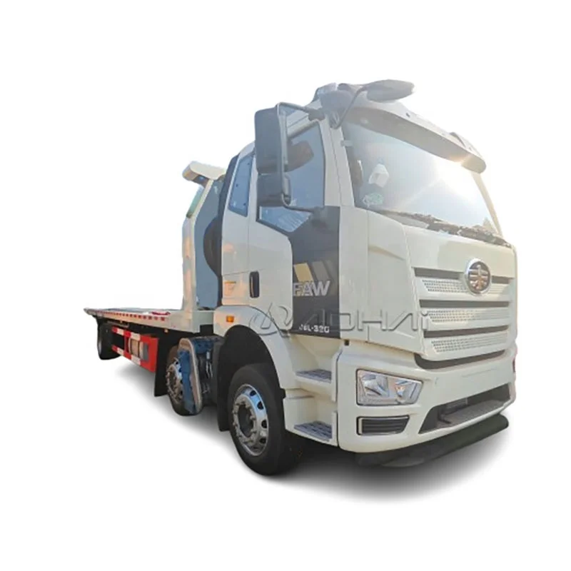 FAW J6L 320HP Wrecker Truck 15 Ton Optional Hydraulic Knuckle Boom Crane Rollback Flatbed Tow Loader Crane Truck For Sale