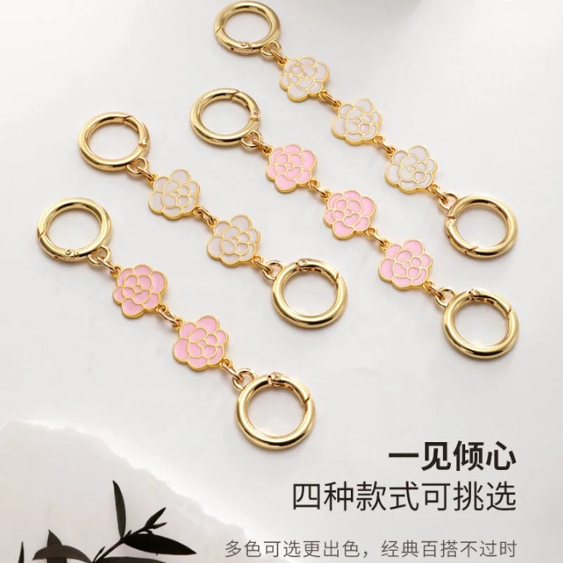DIY spring rings customized keychain pearl metal accessories high quality hand bag pendant adjustable metal buckle ring