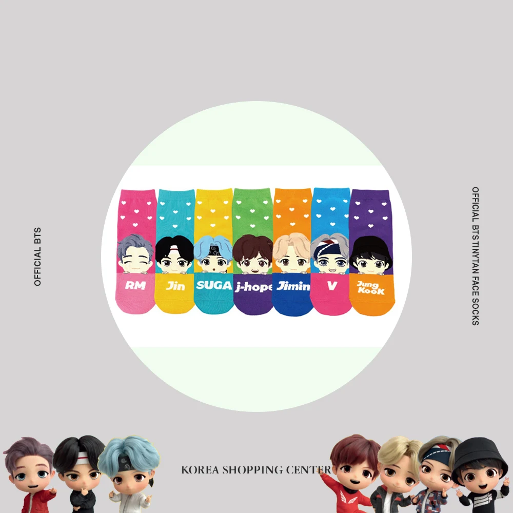 Official Tinytan face socks Korea gift army fanclub k-pop Bangtan boys goods merchandise custom made Suga Jung kook Jin RM
