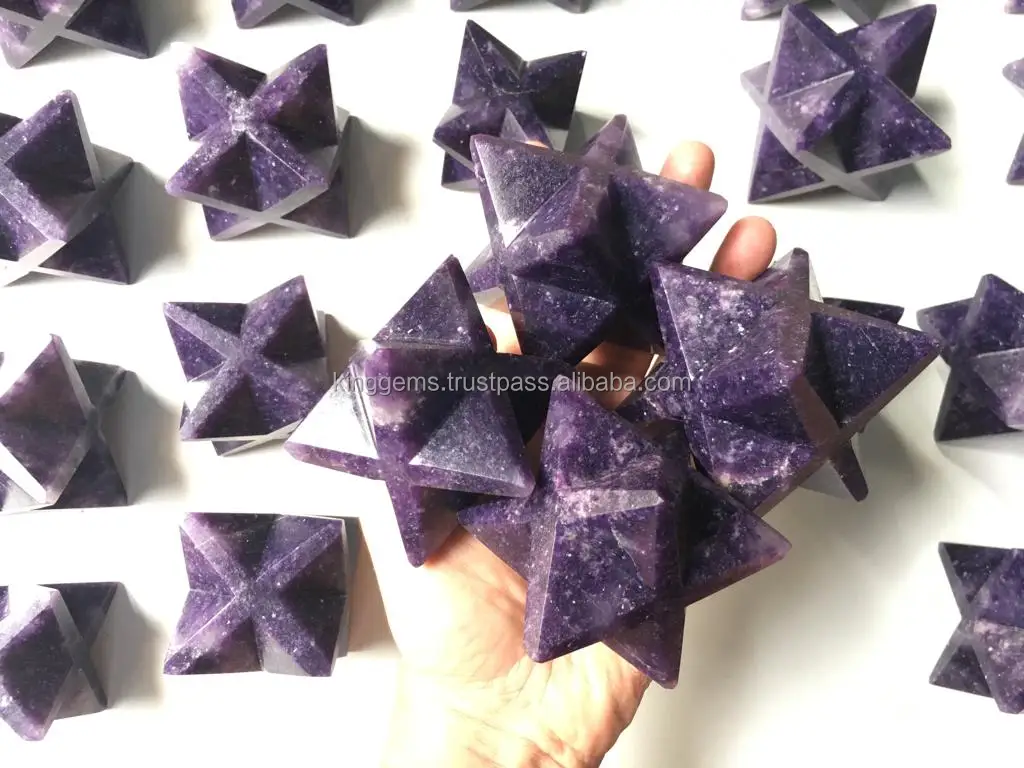 WHOLESALE NATURAL CRYSTAL LEPIDOLITE MERKABA STAR FOR MANIFESTING REIKI ENERGY HEALING CRYSTAL MERKABA STAR LEPIDOLITE