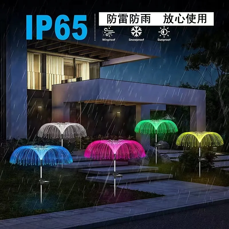 Landscape Decorative IP65 Outdoor Waterproof LED Solar Fiber Optic Lamp Jellyfish Fountain Lights Garden Solar Lawn Lights
