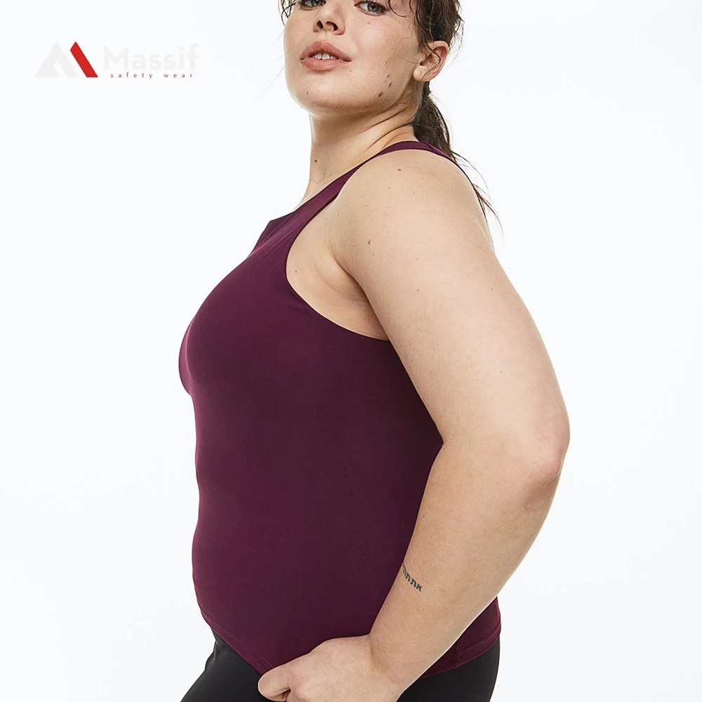 New arrival Custom low V neck ultra soft breathable elastic gym crop sexy boobs