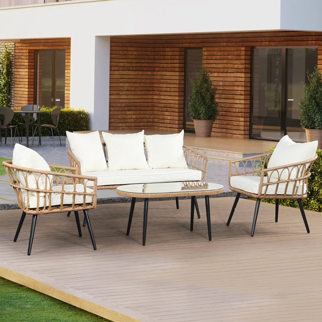 Outdoor Lounge Sofa Patio Furniture Set Leisure Eco-friendly PE Rattan Garden Sofas From Viet Nam