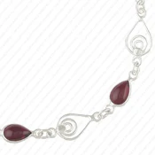 Wholesale 925 Sterling Silver Fine Chain Bracelet Handmade Natural Garnet Pear Cut Stone Bracelet For Your Family And Friends