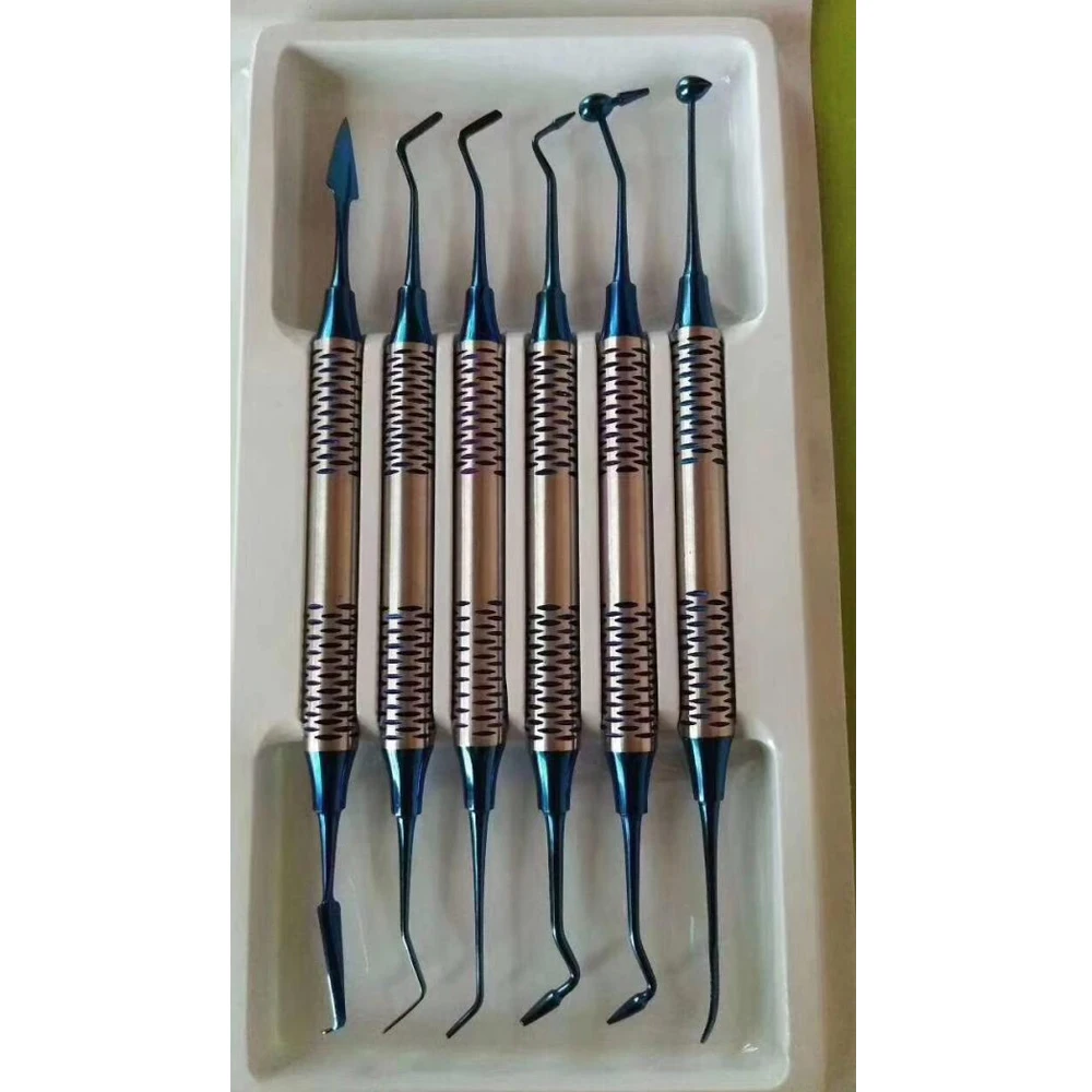 Dental Composite Filling Instrument Set Titanium Coated Restorative Kit CE